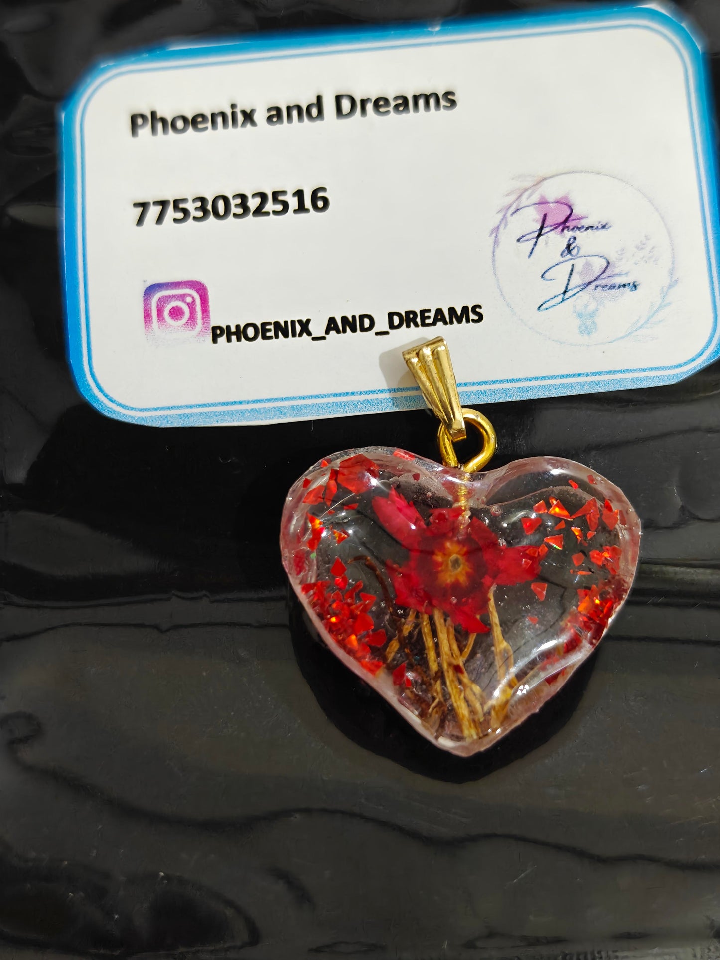Resin heart pendant